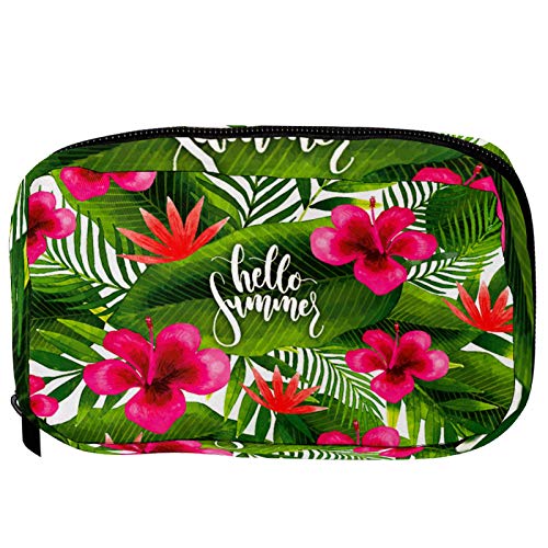 Kosmetiktaschen Hello Summer Tropical Floral Palm Handy Kulturtasche Reisetasche Oragniser Make-up Tasche für Frauen Mädchen