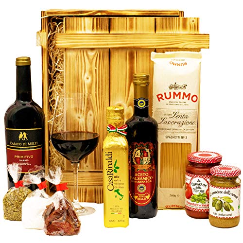 Italienisches Geschenkset „Florenz“ | Großer Geschenkkorb mit Wein, Olivenöl & vielen Spezialitäten aus Italien | Präsentkorb für Frauen & Männer zu Weihnachten, Dankeschön