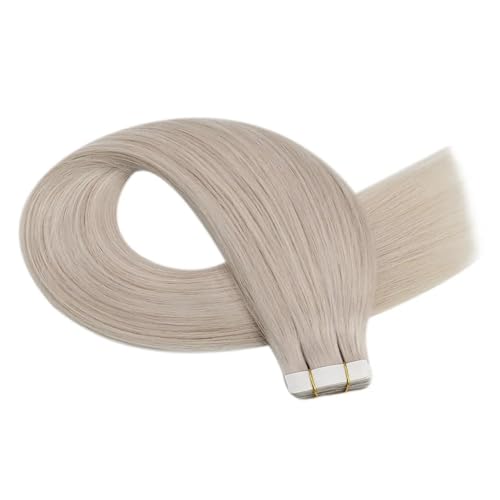 Haarverlängerungen, Echthaar, glatt, selbstklebend, for Aufkleben auf das Haar, 30,5–61 cm, 20 Stück/40 Stück (Color : 1000, Size : 20 PCS_16 INCHES)