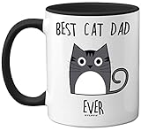 Stuff4 Tasse mit Aufschrift Best Cat Dad Ever Geschenk für Katzenliebhaber süße Tassen für Männer lustige Katzengeschenke Kaffeebecher 325 ml Keramik spülmaschinenfest Premium-schwarzer Griff