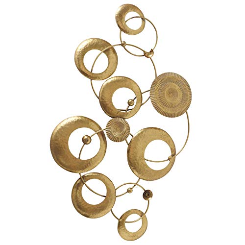 Metall Wandobjekt Moderne Kreise mit Kugeln gold 105x68cm