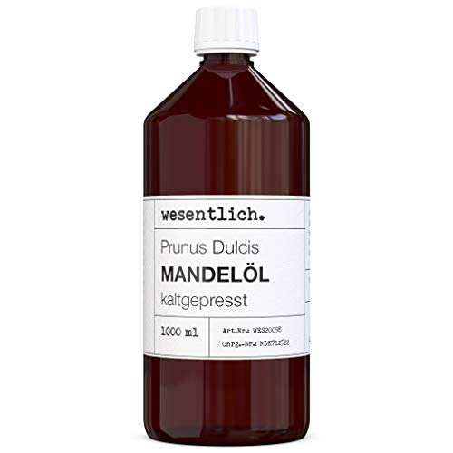 Mandelöl kaltgepresst 1000ml - 100% reines Mandelöl (Prunus Dulcis) von wesentlich. - feines Öl zur Pflege von Haut und Haar - perfektes Massageöl