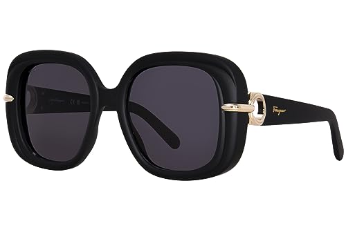 Salvatore Ferragamo Unisex Sf1058s Sonnenbrille, 002 Mattschwarz, 54