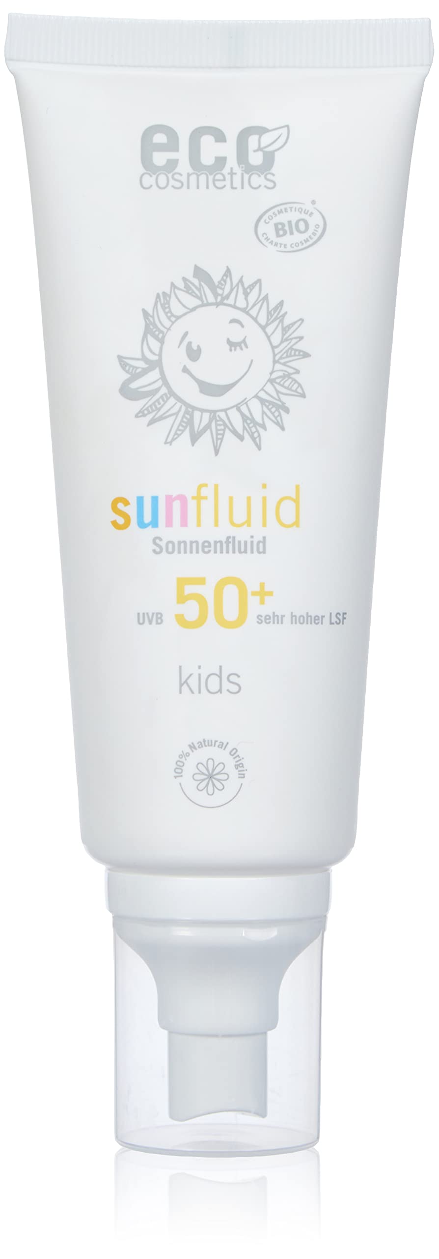 eco cosmetics Kids Sunspray LSF50+, wasserfest, vegan, ohne Mikroplastik, Naturkosmetik für Gesicht und Körper, 1 x 100 ml