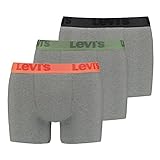 Levi's Herren Boxershorts Unterhosen Premium Boxer Brief 3er Pack, Wäschegröße:L, Artikel:-012 Grey Melange/neon red