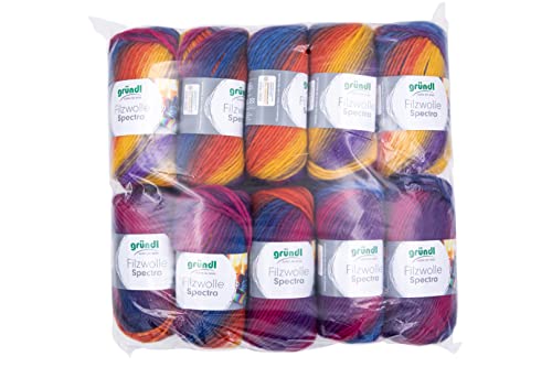 Gründl 3386-04 Filzwolle Spectra/wild berry multicolor Garn, Lauflänge: 100 m