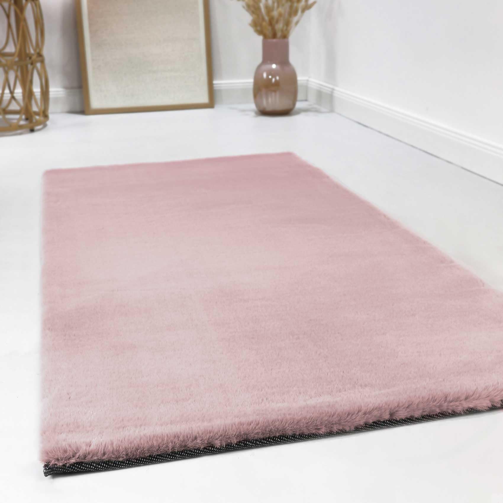 Esprit Home, Moderner Hochflor Teppich - Läufer für Wohnzimmer, Flur, Schlafzimmer, Alice (130 x 190 cm, rosa)