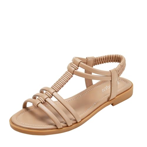 DAGIN Damen-Sandalen, Komfort-Sandalen mit Fußgewölbeunterstützung, Sommer-Wanderschuhe, lässig (Color : Khaki, Size : 39 EU)