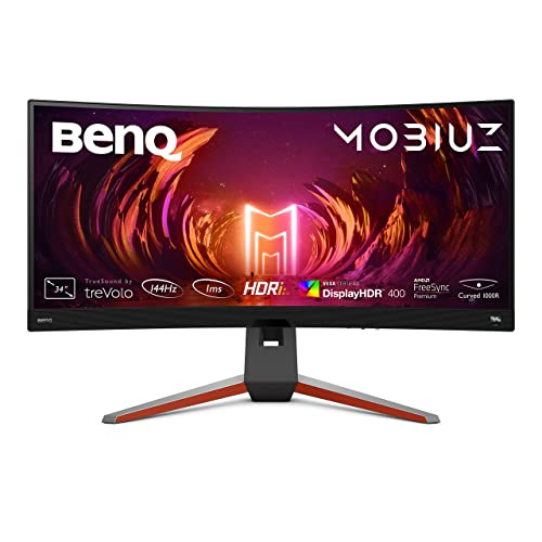 BenQ MOBIUZ EX3410R 34" 21:9 HDRi 1000R Curved Gaming Monitor, 144Hz, 1ms MPRT