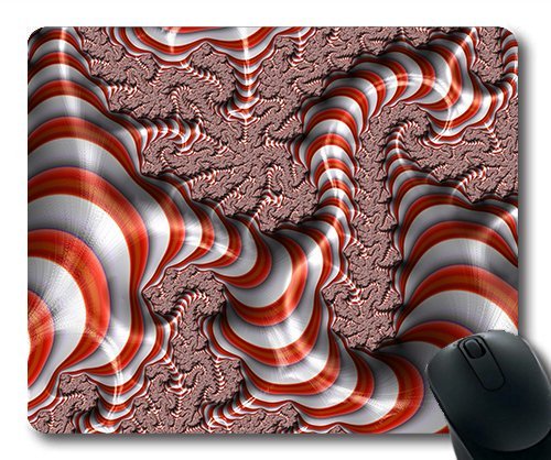 (Precision Lock Edge Mouse Pad) Fractal Abstract Red White Stripes Background Gaming Mouse Pad Mouse Mat for Mac or Computer