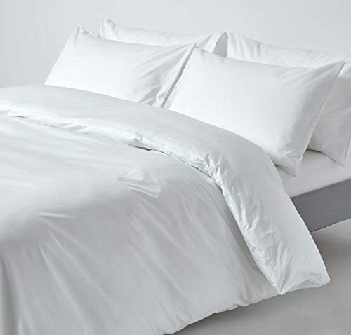 HOMESCAPES Bettwäsche-Set 2-teilig Bettbezug 135 x 200 cm mit Kissenhülle 48 x 74 cm weiß aus 100% reiner ägyptischer Baumwolle Fadendichte 200 Perkal-Bettwäsche