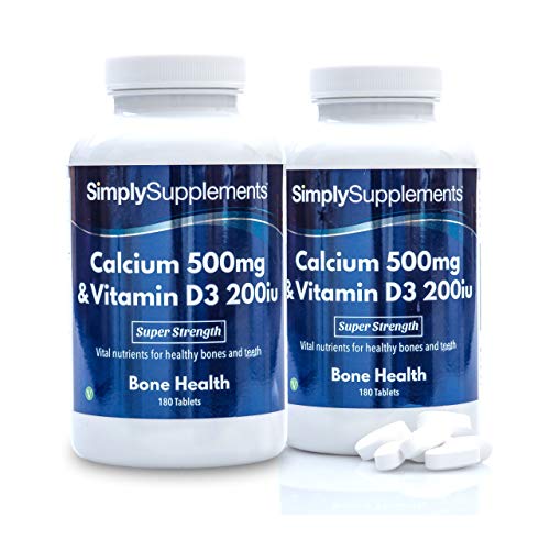 Kalzium 500mg & Vitamin D3 200iu - Geeignet für Vegetarier - 360 Tabletten - SimplySupplements