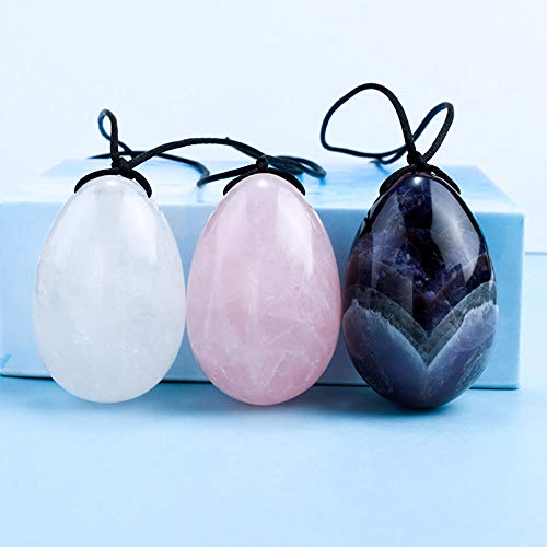 Oeuf de Yoni en cristal de jade naturel percé pour femmes Kegel Exerciseur Boules de massage pour la médiation -Marrom