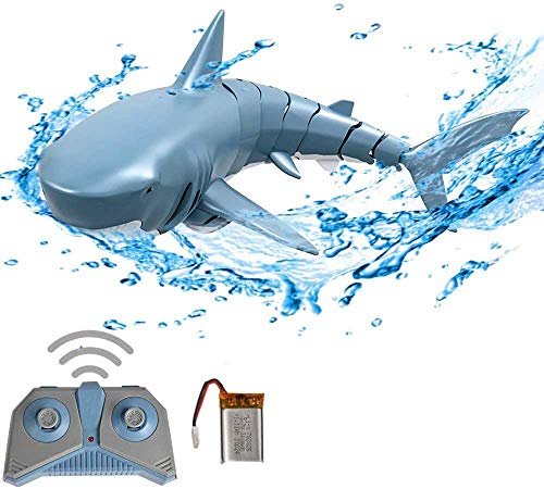 OBEST Flexibles Hai-RC-Spielzeug, 2.4G-Fernbedienungssimulations-Haiboot, Unterwasser-RC-Elektro-Rennboot-Spielzeugboot, für Poolgeschenk für Kinder, Blau