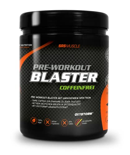 SRS Muscle - Blaster | Pre-Workout Booster ohne Coffein | Alleskönner für Pump, Fokus, Power | vegan | deutsche Premiumqualität (Orange-Maracuja)