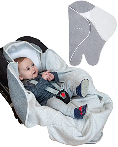Purflo Cosy Travel Wrap | Baby-Reisedecke | Autositz-Wickeldecke | 0-9 Monate | Minimal Grau