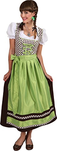 narrenkiste O9696-46 grün-braun Damen Trachten Kleid lang Dirndl Gr.46