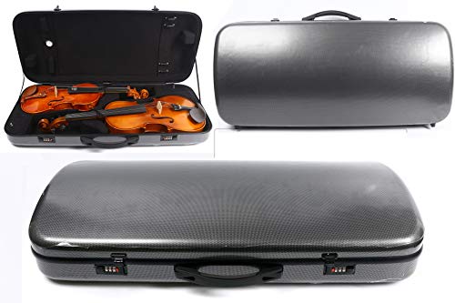 Yinfente Violinenkoffer für Violine / Viola / Viola, 4/4, Schwarz / Weiß