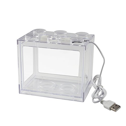 OMEM USB-Mini-Fischtank, Desktop-Mikro-Landschafts-LED-Tank, Aquarium-Kit, Bausteine, überlagertes Aquarium, durchsichtig