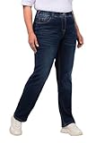Ulla Popken Damen große Größen Übergrößen Plus Size Jeans Mandy, gerade 5-Pocket-Form, Komfortbund, Stretch Blue Denim 124 724598902-124