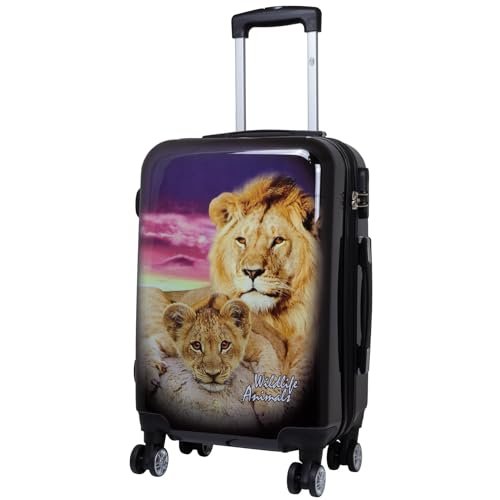 Trendyshop365 Handgepäck Koffer Hartschale klein 57 cm - Löwe mit Baby