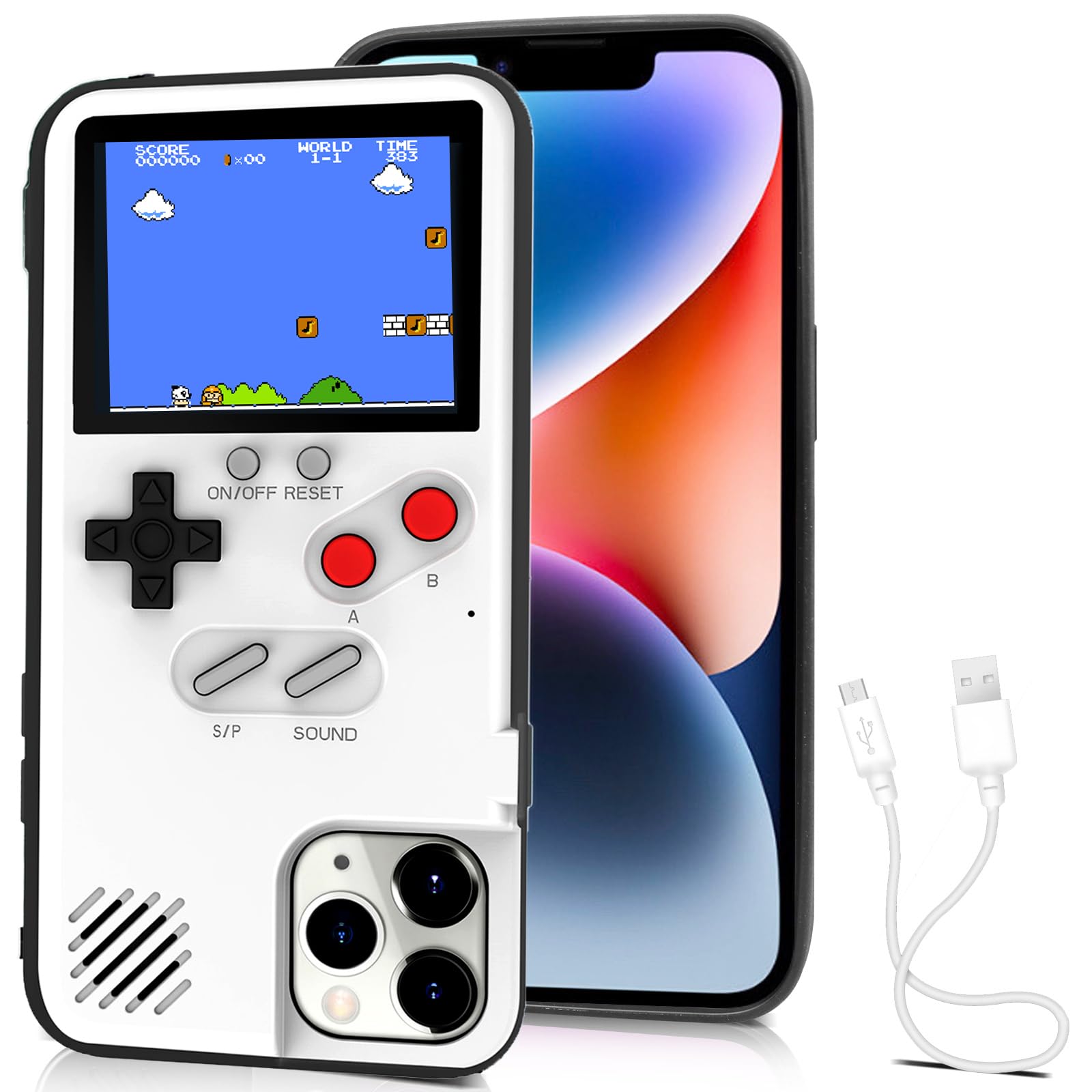 Chu9 Game Phone Case, 168 integrierte kleine Videospiele Weiß Kompatibel mit iPhone 14