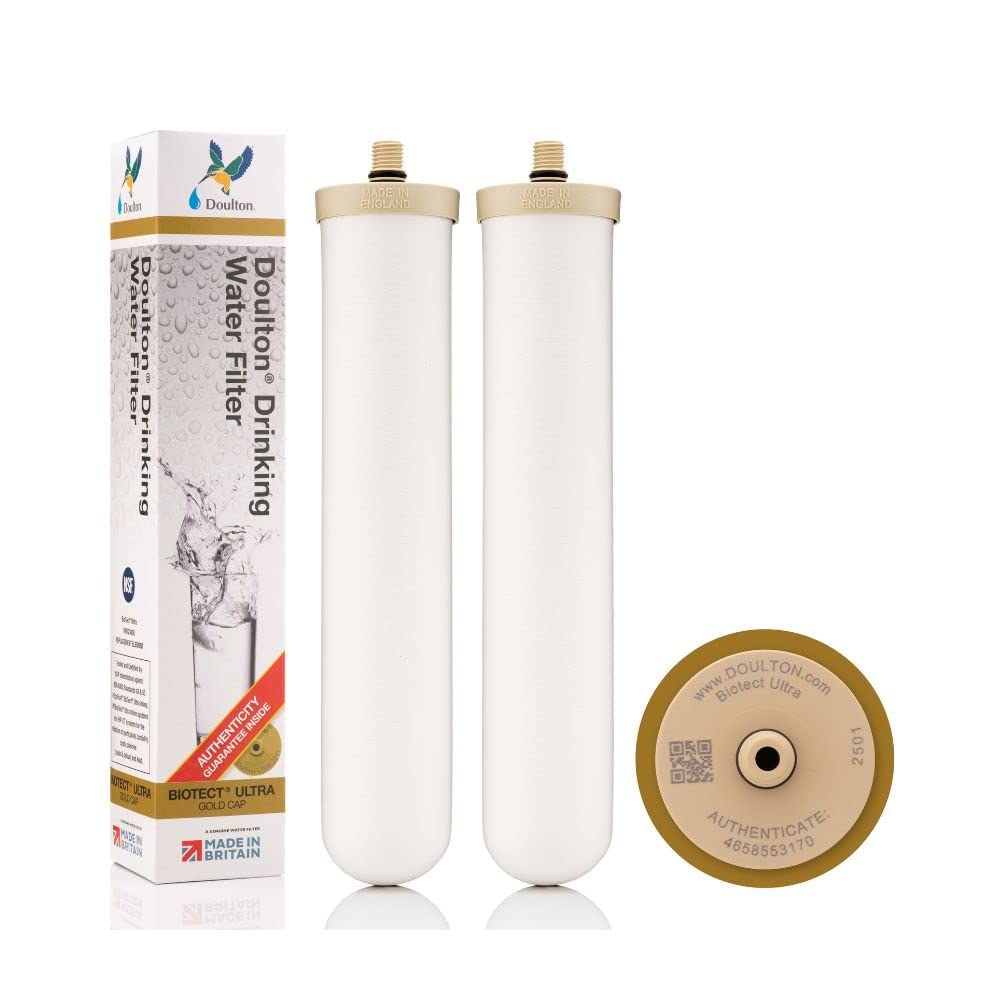 Doulton Wasserfiltersystem – 2 x 25,4 cm BioTect Ultra Keramik-Filterkartusche für Untertisch- und Aufsatzwasserhahn, NSF-zertifiziert, M12-Gewinde, 2501