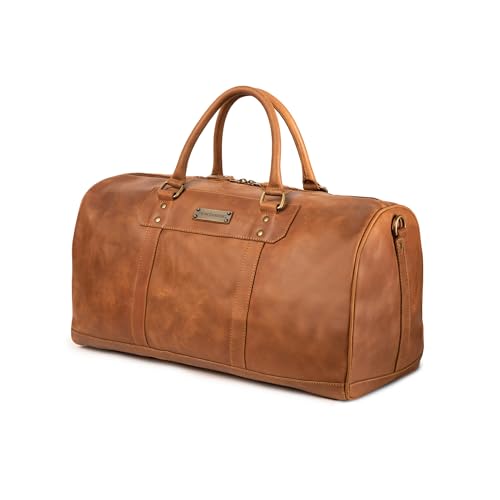 DRAKENSBERG Weekender 'John' - Elegante Leder Reisetasche für Damen und Herren, handgepäcktauglich, 40L - Zimt-Braun, DR00400