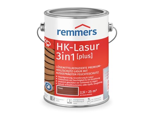 Remmers Aqua HK-Lasur 3in1 teak, matt, 2,5 Liter, Holzlasur, Premium Holzlasur außen, 3fach Holzschutz mit Imprägnierung + Grundierung + Lasur