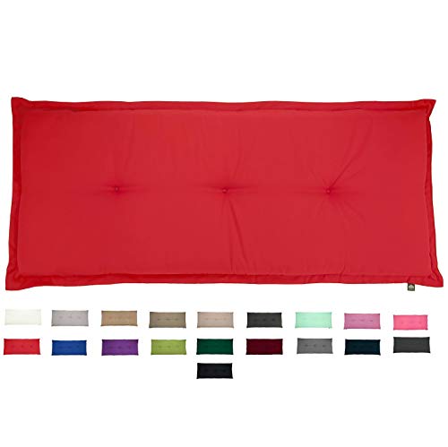 KOPU® Bankauflage Prisma Red | Auflagen für Gartenbank | Rot Bank Auflagen 150 x 50 cm | 19 Einfache Farben | Dralon | Robuster Schaumstoff für zusätzlichen Komfort