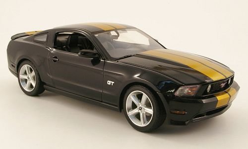 Ford Mustang GT, schwarz/gold, 2010, Modellauto, Fertigmodell, Greenlight 1:18