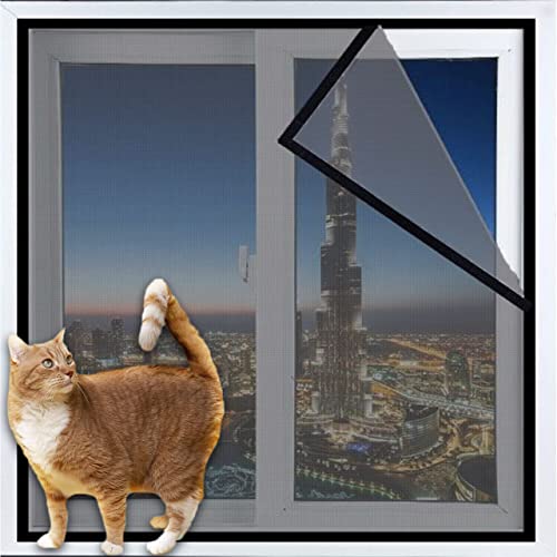 DG Catiee Fensterschutznetz für Katzen, Sicherheitsfensterschutz, Fliegengitter Anti-Mücken-Insekten, Katzen, Balkonnetz, reißfestes Fensternetz (160 x 200 cm, graues Netz)