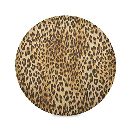 TropicalLife Platzsets Tier Leopard Druck Runde Platzsets für Teller Geschirr rutschfest waschbar Tischmatten für Zuhause Küche Esstisch 39cm 4er Set