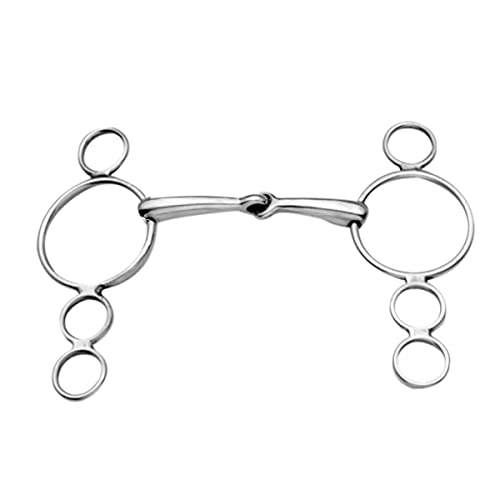 Korsteel Stainless Steel Jointed 3 Ring Dutch Gag Bit 6 inch Silver
