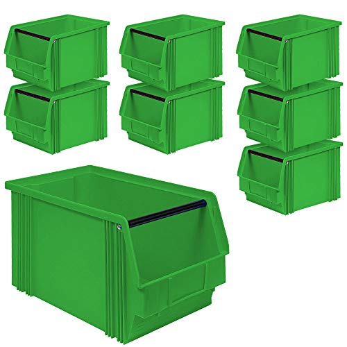 8x Sichtbox"CLASSIC“ FB 3 mit Tragstab, LxBxH 350/300x200x200 mm, Inhalt 12 Liter, grün