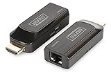 DIGITUS HDMI Extender - kompakte Bauform - Full HD - Set (Sender/Empfänger) - bis zu 50 m Reichweite - Patchkabel (Cat 6, Cat 6A, Cat 7) - Strom per Micro-USB - schwarz