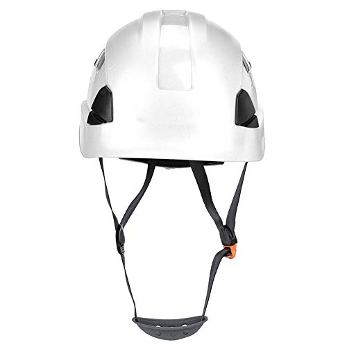 FECAMOS Kletter-Downhill-Helm, Kopf- und Schwanzverstellbarer Höhlenhelm, Belüftungslöcher, Spelunking-Helm für Outdoor-Sportarten(Weiß)