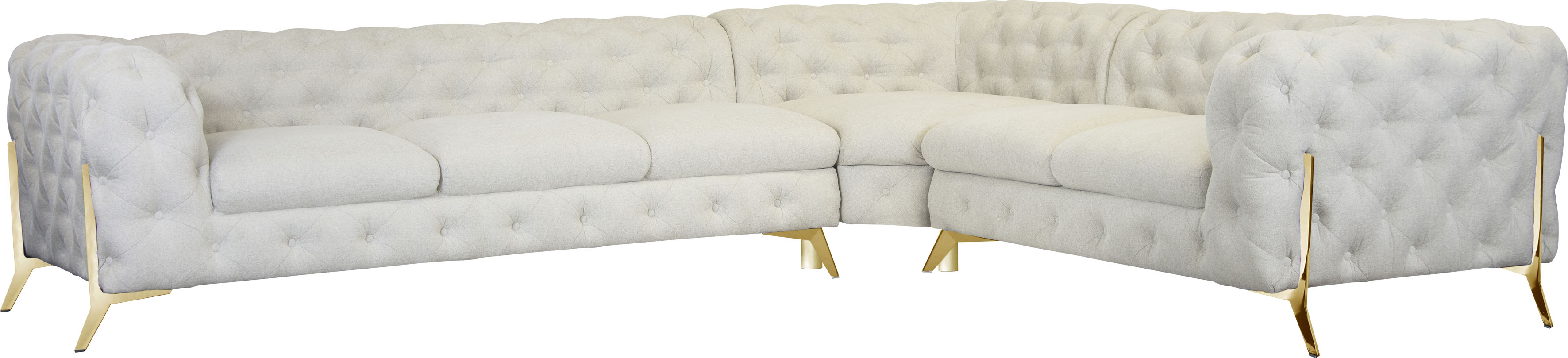 Leonique Chesterfield-Sofa "Amaury", großes Ecksofa, Chesterfield-Optik, Breite 323 cm, Fußfarbe wählbar