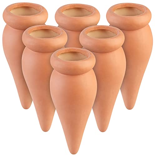 Royal Gardineer Pflanzen-Wasserspender: 6er-Set Terracotta 2in1-Wasserspender für Topfpflanzen (Wasserspender Balkonpflanzen)