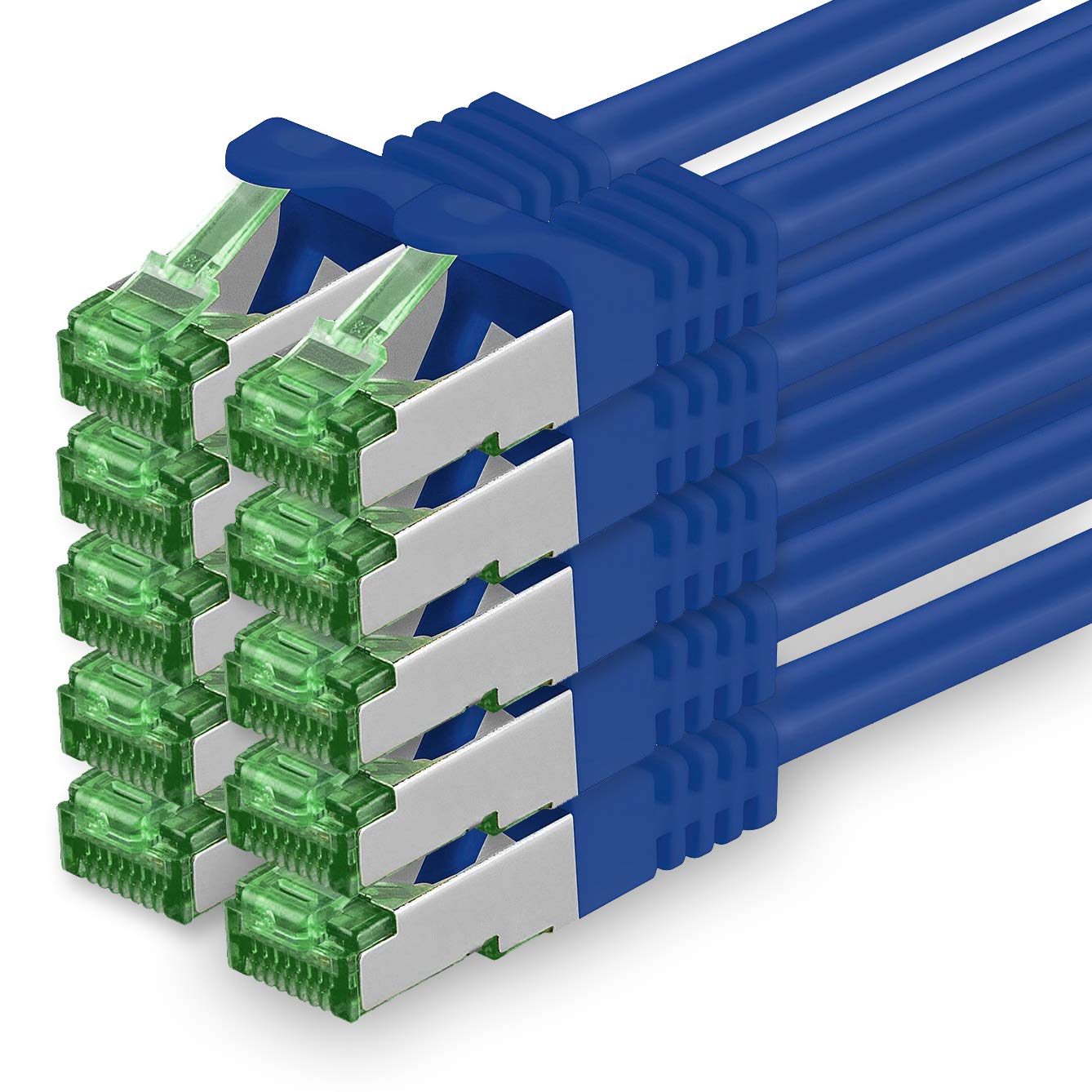 10 M Cat.7 Netzwerk-Kabel 10 Stück Cat7 Patch-Kabel Lan-Kabel Ethernet RJ45 10 Gbit/s (Alle Internetgeschwindigkeiten) Blau 10 Meter