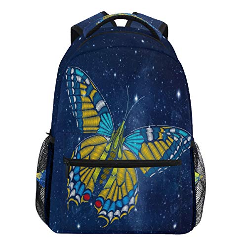 Oarencol Galaxy Swallowtail Schmetterling bunt Rucksack Star Bookbag Daypack Reise Schule College Tasche für Damen Herren Mädchen Jungen