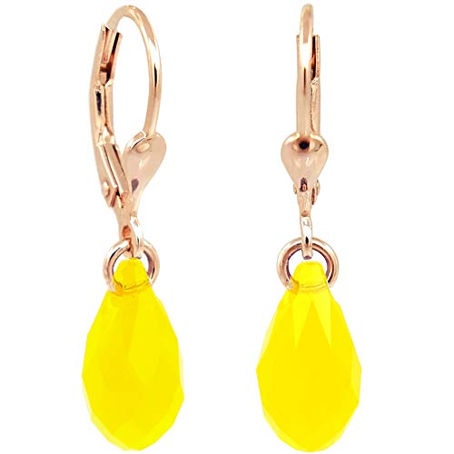 Ohrringe Rosegold Gelb Tropfen Swarovski Kristalle Yellow Opal 925 Sterling Silber NOBEL SCHMUCK