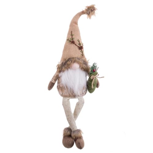 LOLAhome Weihnachts-Elfpuppe mit langen Beinen, Weiß und Beige, 53 cm