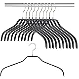 MAWA Kleiderbügel, 10 Stück, Platzsparende und rutschfeste Oberteilbügel für Hemden & Blusen, 360° Drehbar, Hochwertige Antirutsch-Beschichtung, 41 cm, Schwarz