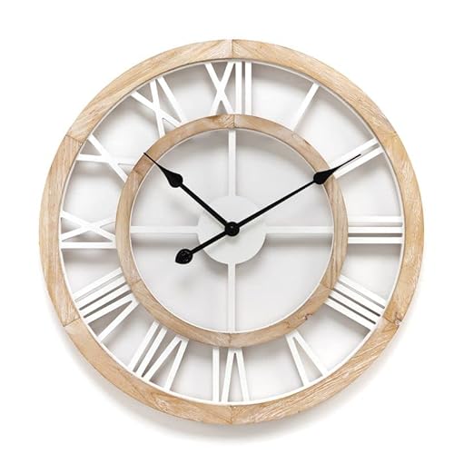 Uhr, 60 cm, Holz, Weiß