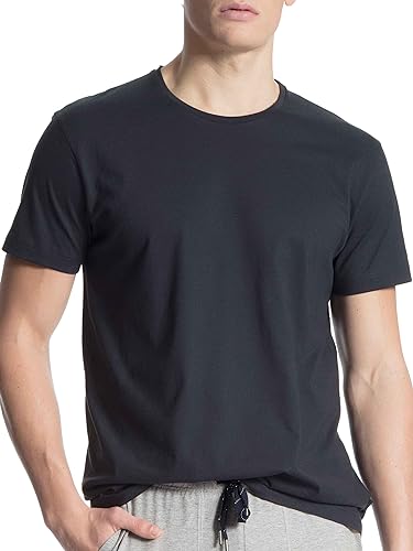 Calida Herren Remix Basic T-Shirt, Schwarz (Dark Sapphire 479), Small (Herstellergröße: S)