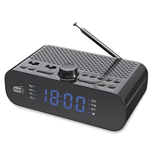 Fontastic Radiowecker DAB Plus und FM, Funk-Wecker digital Batterie- und Netzbetrieb, Radio mit Bluetooth Lautsprecher, Sleep-Timer und USB-Ausgang, Alarm Clock Schwarz