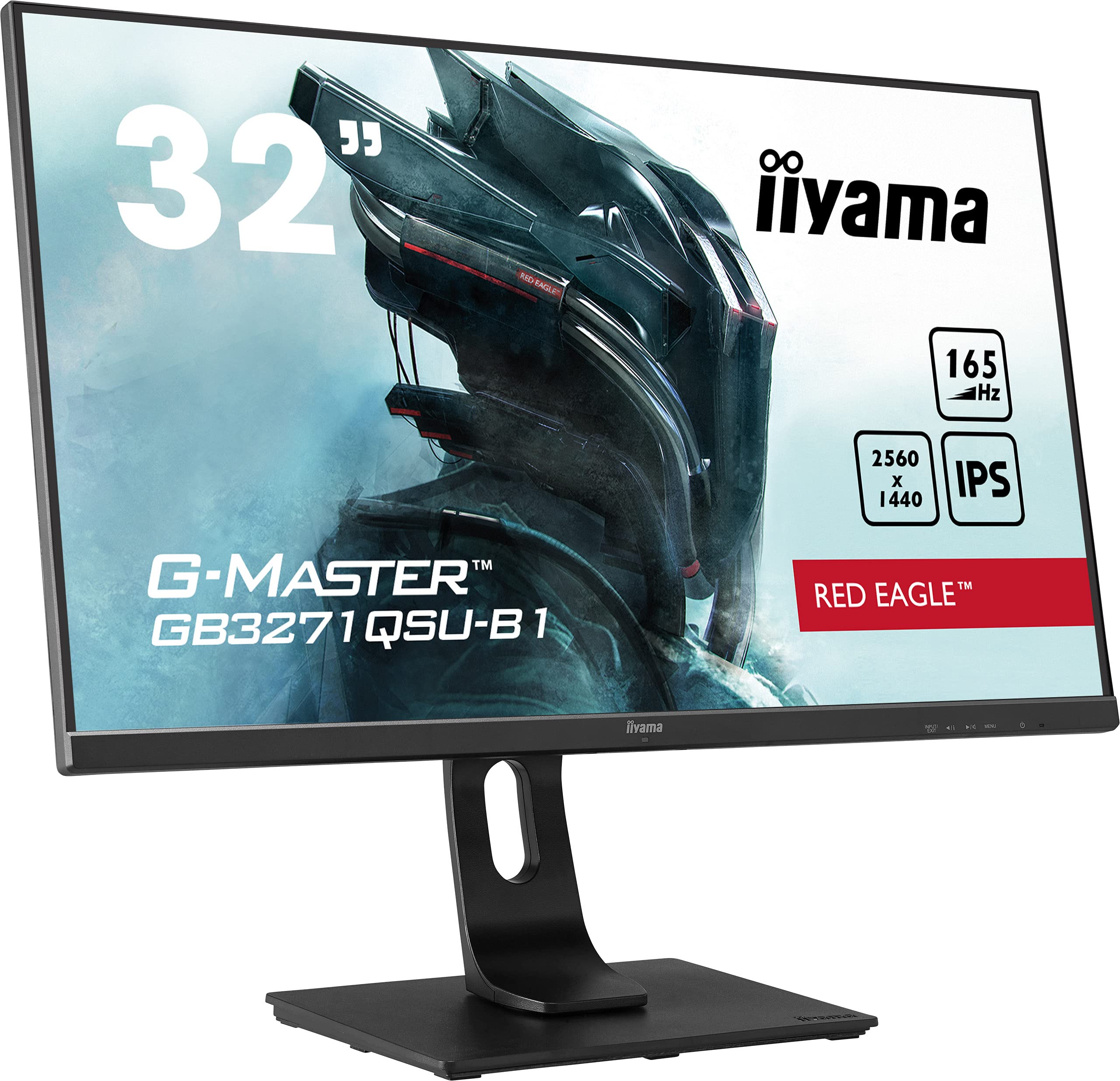 iiyama G-MASTER Red Eagle GB3271QSU-B1 80cm 31,5“ IPS Gaming Monitor WQHD HDMI DP USB3.0 1ms 165Hz FreeSync-Premium Höhenverstellung schwarz