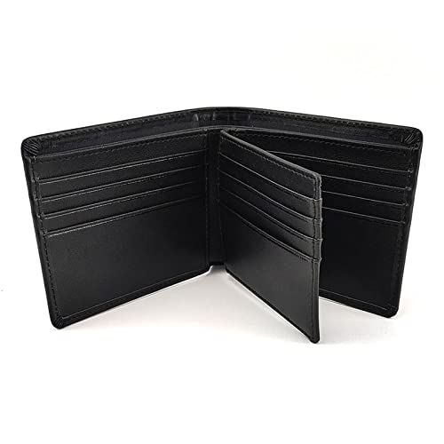 AQQWWER Herren Geldbörse Genuine Leather Wallet Men Classic Black Soft Napa Short Purse RFID Blocking Male Credit Card Holders (Color : Black)