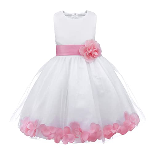 YiZYiF Mädchen Kleid Prinzessin Kleid Blumenmädchen Hochzeit Festzug Gebunden Taille 92-164 (128 (Herstellergröße: 8), Rosa)
